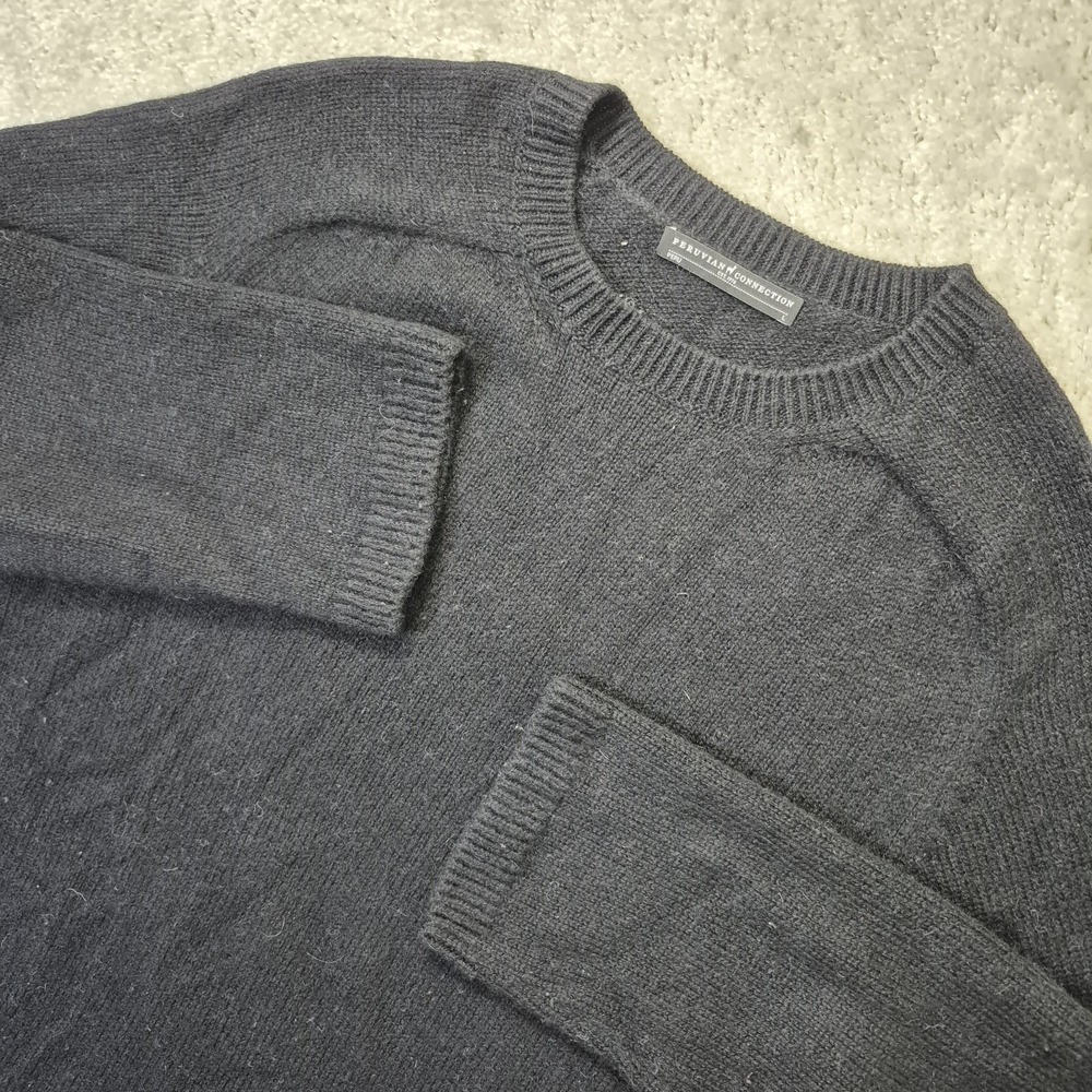 Peruvian Connection Alpaca Sweater Women Large Black Split Hem Luxury Mature